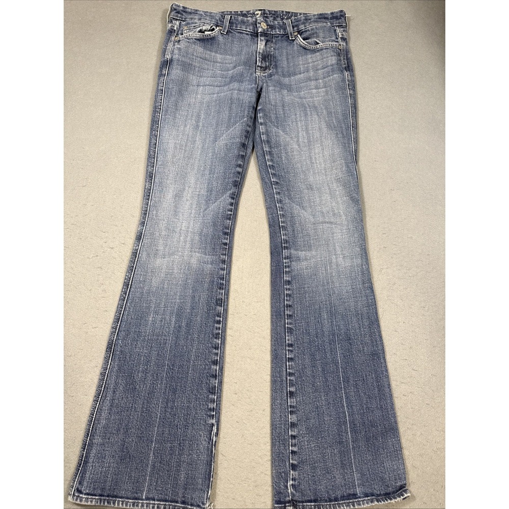 7 for all mankind A Pocket WOMENS 30 MEDIUM Wash Boot Cut Low Rise Jeans